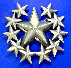 Eleven Five Pointed Star Cutout Silver Color Western Style LARGE Belt Buckle