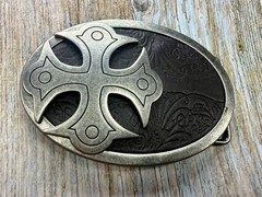 Maltese Celtic Iron Cross Gothic Punk Biker Black & Silver Color Belt Buckle