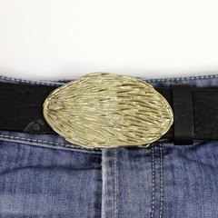 Gold Belt Buckle With Organic Texture Elegant Oval Belt Buckle