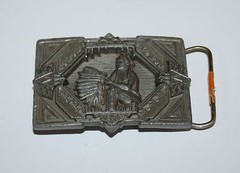 Vintage 1990 Indian Chief Warrior Bonnet 1483 New NOS C&J Belt Buckle