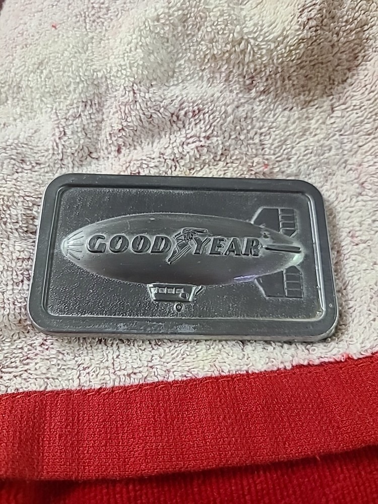 Vintage 1974 The Goodyear Blimp Tire & Rubber Co Pewter Belt Buckle
