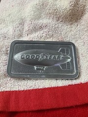 Vintage 1974 The Goodyear Blimp Tire & Rubber Co Pewter Belt Buckle