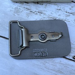 Ameralloy Steel Belt Buckle Mens Gray Metal Logo Promotional Souvenir Made USA