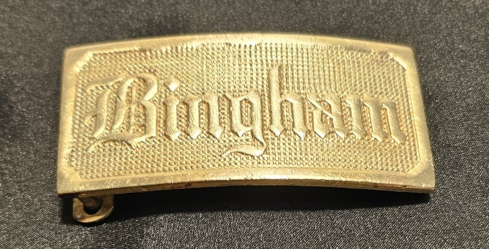 Men&rsquo;s Brass « Bingham » Belt Buckle Engraved Textured Metal Fits 1.5 in Belt