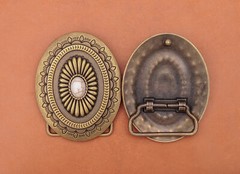 Antique Brass Western cowboy Flower Pattern Turquoise Leathercraft Belt Buckle