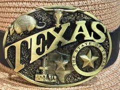 Classic Vintage Western Cowboy Texas State Symbols Oval Belt Buckle