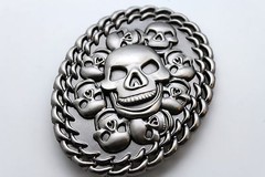 New Men / Women Dark Silver Metal Belt Buckle Fashion Skeleton Skulls Halloween