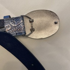 Western Cowgirl Flower Pattern Metal Belt Buckle With Silver/blue Flower M Belt