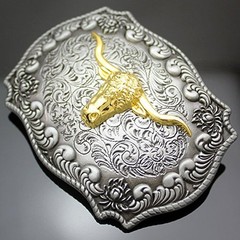 Men&rsquo;s Belt Buckle, Western Eagle 3D Golden Bull Head for Interchangeable Belts, G…