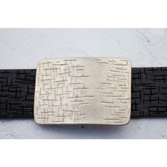Fluted Effect Belt Buckle, Rosepearl – Rectangular Industrial Design Belts