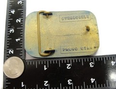 RM Rocky Mountain Machinery Co Blue & Gold Tone Belt Buckle Dynabuckle Utah