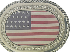 US Flag Belt Buckle American Men Women Happy 4th Gift Western Silver Rodeo Style
