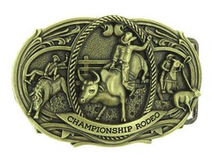 Championship Rodeo Bull Riding Cowboy Western Bronze Plated Belt Buckle