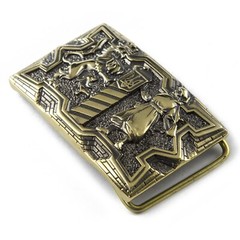 Brass belt buckle Guardians, Military, Cossack and Lion, Ukrainian belt buckle