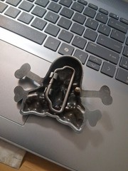 Skull & Crossbones Belt Buckle Silver Tone Gothic Biker Punk Unmarked