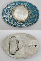Silver Dollar Coins Set in Western Belt Buckles