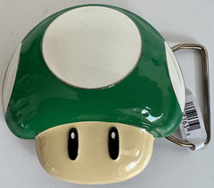 RARE Super Mario Bros 1UP Green Mushroom Nintendo Belt Buckle NEW w/tag