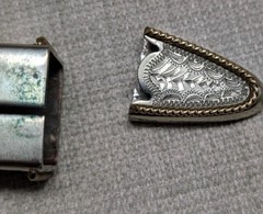 vintage 4PC belt buckle TEXAS custom made GERMAN SILVER nickel silver WESTERN