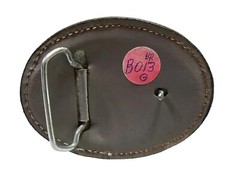 EAGLE Belt BUCKLE w/ GOLD BUCKSTITCHING Lg HANDMADE Brown LEATHER Western/Biker