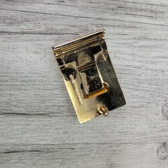 Balenciaga Black Gold Tone Belt Buckle Rectangle BB Logo Vintage Style Accessory