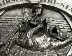 Siskiyou Ft Madison Tri State Rodeo Limited Edition Pewter Belt Buckle 1986