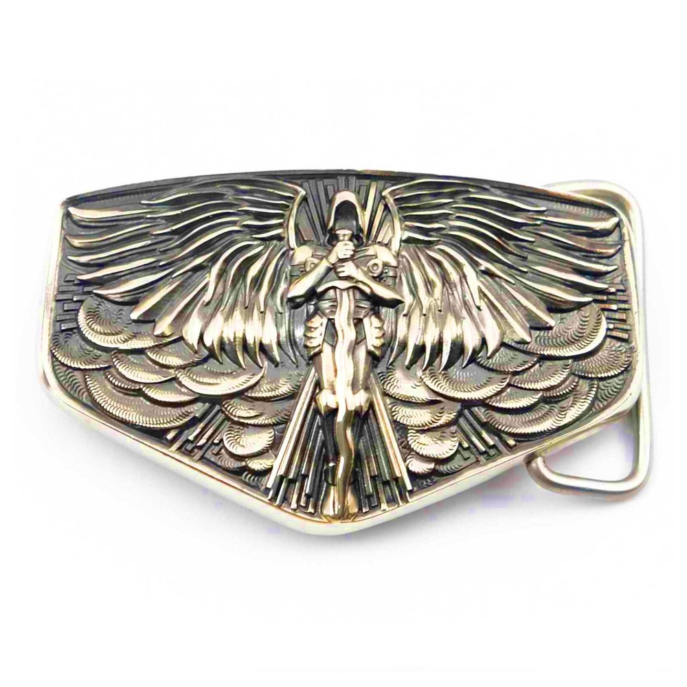 Archangel Michael german silver belt buckle; Saint Michael; Tyrael belt buckle