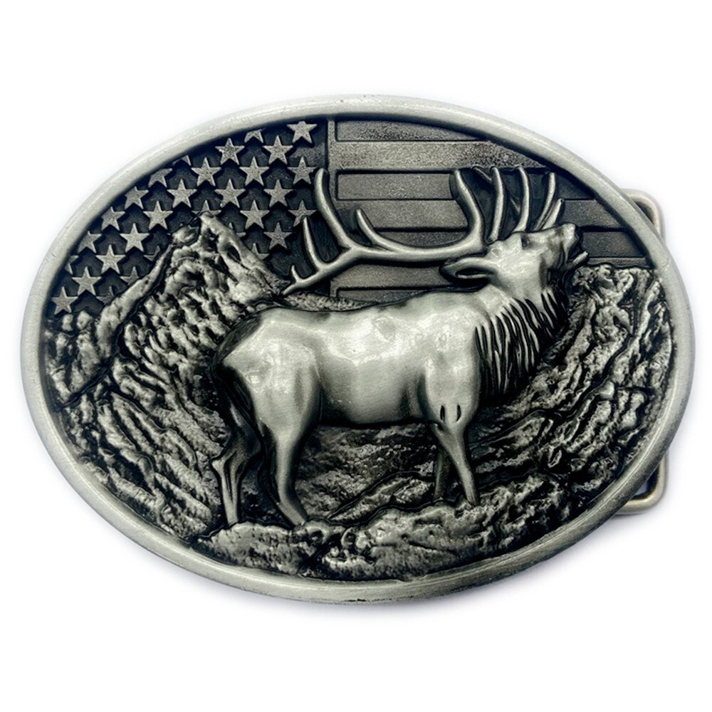 Moose Deer Belt Buckle Western Cowboy Native American Motorcyclist (DER-09-S)