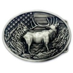 Moose Deer Belt Buckle Western Cowboy Native American Motorcyclist (DER-09-S)