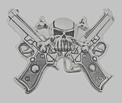 Skull Belt Buckles Gun Silver Metal Emblem Vintage Pirate Men Women Goth Tattoo