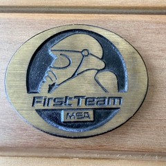 Vintage DynaBuckle MSA First Team Gas Mask Solid Brass Belt Buckle Provo Utah