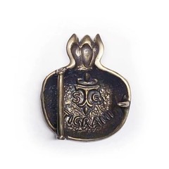 Pomegranate with Design and Red Stones Bronze Belt Buckle