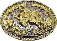 Bull Rider Cowboy Western Rodeo Gold Tone Design Fashion Cowboy Belt Buckle
