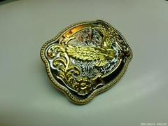 Belt Buckle BALD EAGLE Large 4&Prime; x 3&Prime; Western Cowboy Rodeo Silver Gold