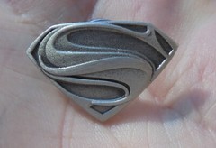 SUPERMAN LOGO HAT PIN SOLID DARKER PEWTER COLOR FINISH-new