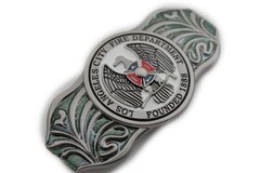 LAFD Los Angeles County Fire Department Founded 1888 Silver Fashion Belt Buckle