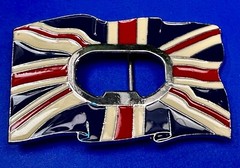 British UK Flag Union Jack Enameled Silver Tone Belt Buckle with Bottle Opener