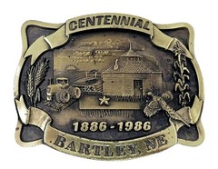 Bartley Nebraska Centennial Belt Buckle 1886-1986 Homestead Farm Corn #176/300