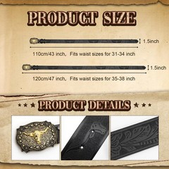 Chicingyou Western Cowboy Hat Leather Belt for Men 31-34&Prime; Waist, Black