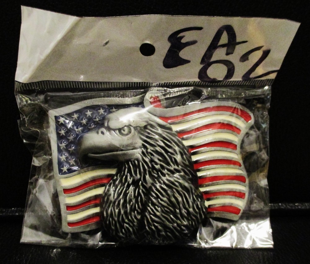 USA American Flag & Bald Eagle Head Belt Buckle Patriotic Country Stars Stripes