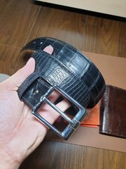 3.8CM Black 100% Genuine Leather Skin Men Belt Buckle-Handmade-Customize