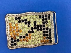 Unique Vintage Mixed Color And Pattern Rhinestone Belt Buckle – F
