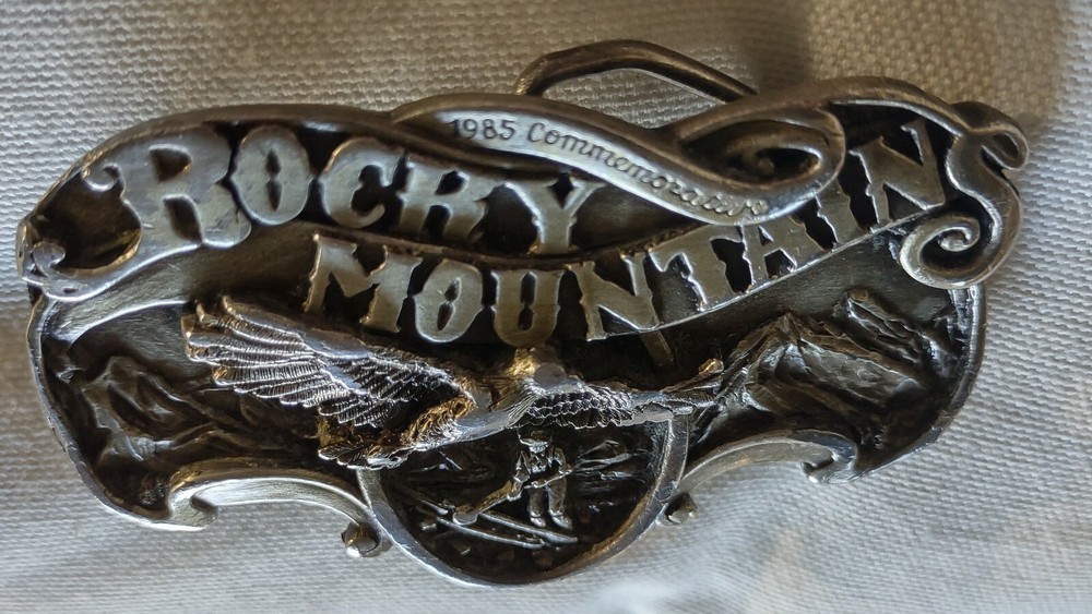 Rocky Mountains Belt Buckle Eagle Gold Miner 1985 Commemorative 51/2500 Vintage