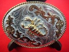 ALPACA – TWO MEXICO CRAFTED WESTERN STYLE BUCKLES – SCORPION & « MEXCIO »