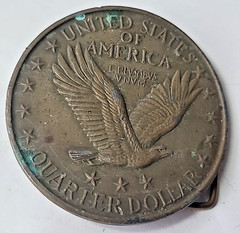 Standing Liberty Quarter Coin Belt Buckle Vtg 1976 Henchel-Mt.View California