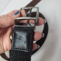Tommy Bahama Reversible Belt Mens LXL Brown Black Canvas Leather Trim Buckle