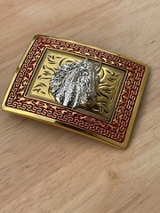 Western Buckle Gold Silver Red Horse Head Cowboy Buckle 2 » Hebilla Vaquero