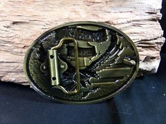 Men&rsquo;s Belt Buckle &lsquo;AMERICAN PRIDE,&rsquo; U.S.A in shape of the Flag, & American Eagle