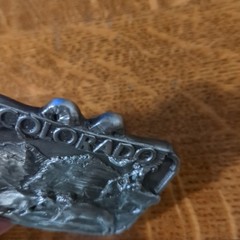 vintage COLORADO belt buckle MOUNTAINS western HEAVY PEWTER nature cowboy