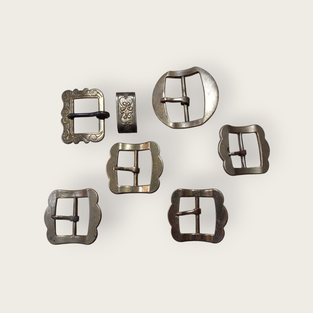 Appenzeller Belt Buckles Set 6 Gold Tone Switzerland Alpine Folk Craft Used