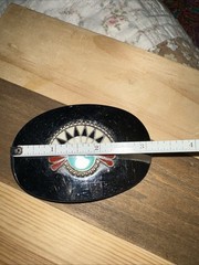 Unisex Belt Buckle Enamel Sun Face Vintage Southwestern Style Oval (HTR)